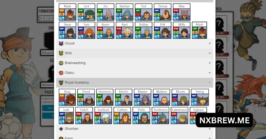 Inazuma Eleven Team Builder
